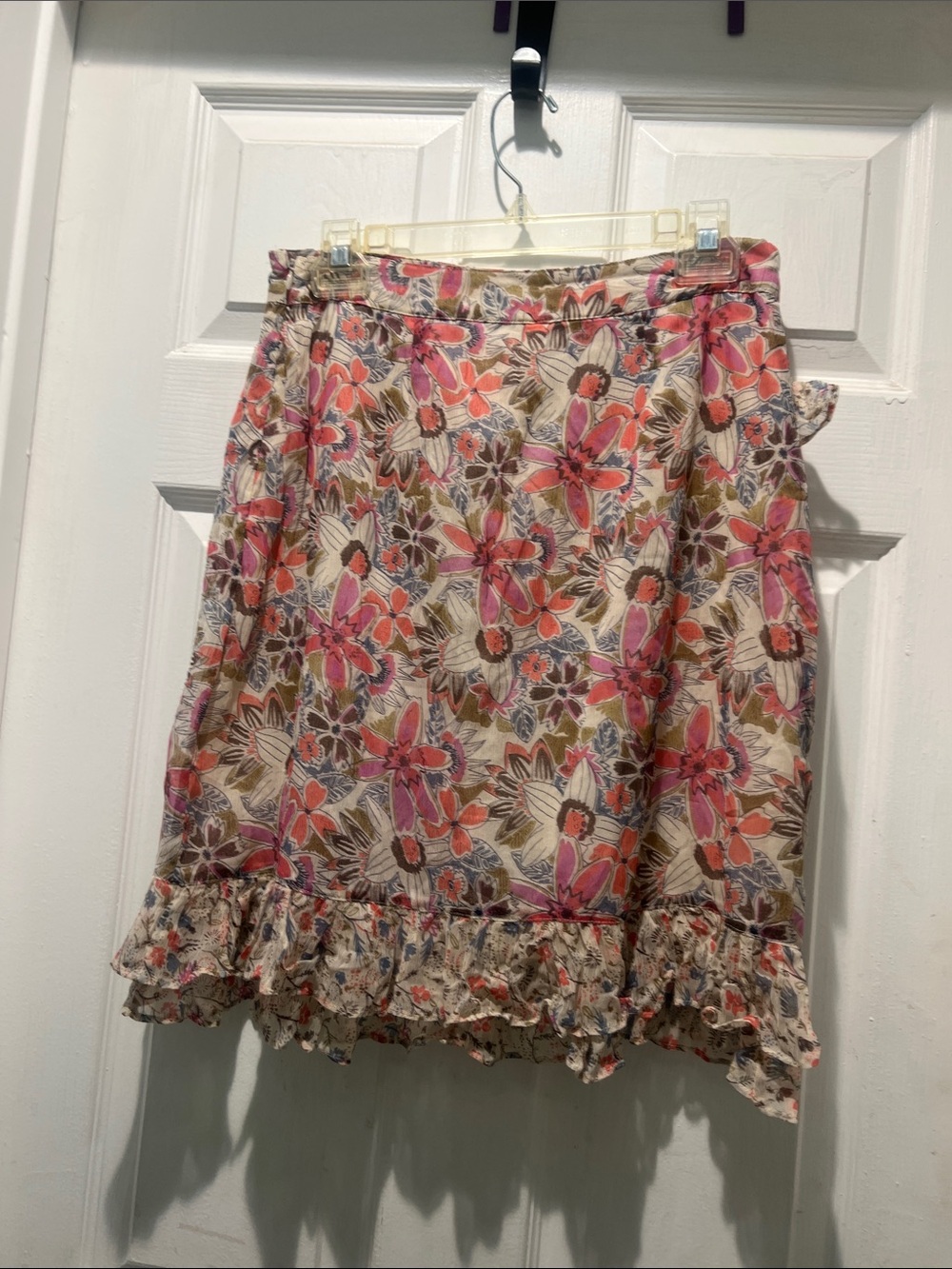 Free People NWT Pink Floral Asymmetrical Ruffle Wrap Skirt - Picture 5 of 7